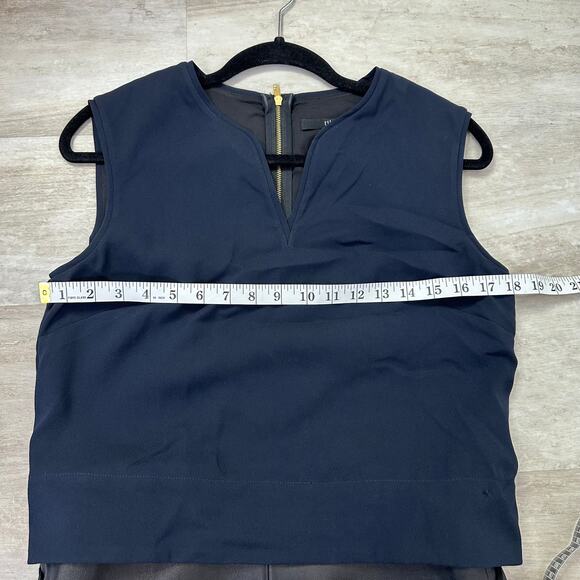 Tibi Lamb Leather Navy & Black Mini Sheath Dress Women’s Size 6 - Picture 8 of 10